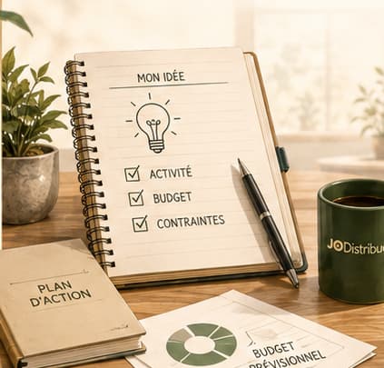 Carnet de préparation du projet avec activité, budget, contraintes et plan d'action